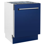 ZLINE 24" Tallac Series 3rd Rack Dishwasher with Blue Gloss Panel and Traditional Handle, 51dBa (DWV-BG-24)