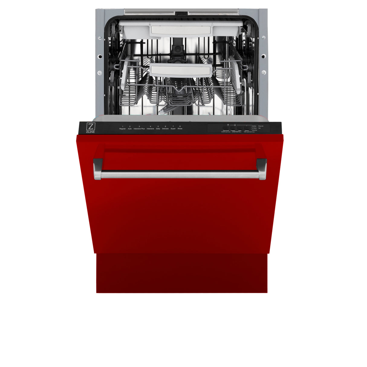 ZLINE 18 in. Tallac Series 3rd Rack Top Control Dishwasher in a Stainless Steel Tub with Red Gloss, 51dBa (DWV-RG-18)