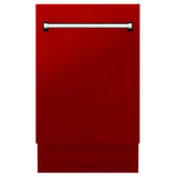 ZLINE 18 in. Tallac Series 3rd Rack Top Control Dishwasher in a Stainless Steel Tub with Red Gloss, 51dBa (DWV-RG-18)