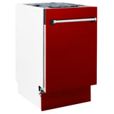 ZLINE 18 in. Tallac Series 3rd Rack Top Control Dishwasher in a Stainless Steel Tub with Red Gloss, 51dBa (DWV-RG-18)