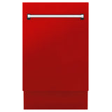 ZLINE 18 in. Tallac Series 3rd Rack Top Control Dishwasher in a Stainless Steel Tub with Red Matte Panel, 51dBa (DWV-RM-18)