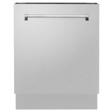 ZLINE Kitchen Package with Refrigeration, 48 in. Stainless Steel Dual Fuel Range, 48 in. Convertible Vent Range Hood, 24 in. Microwave Drawer, and 24 in. Tall Tub Dishwasher (5KPR-RARH48-MWDWV)