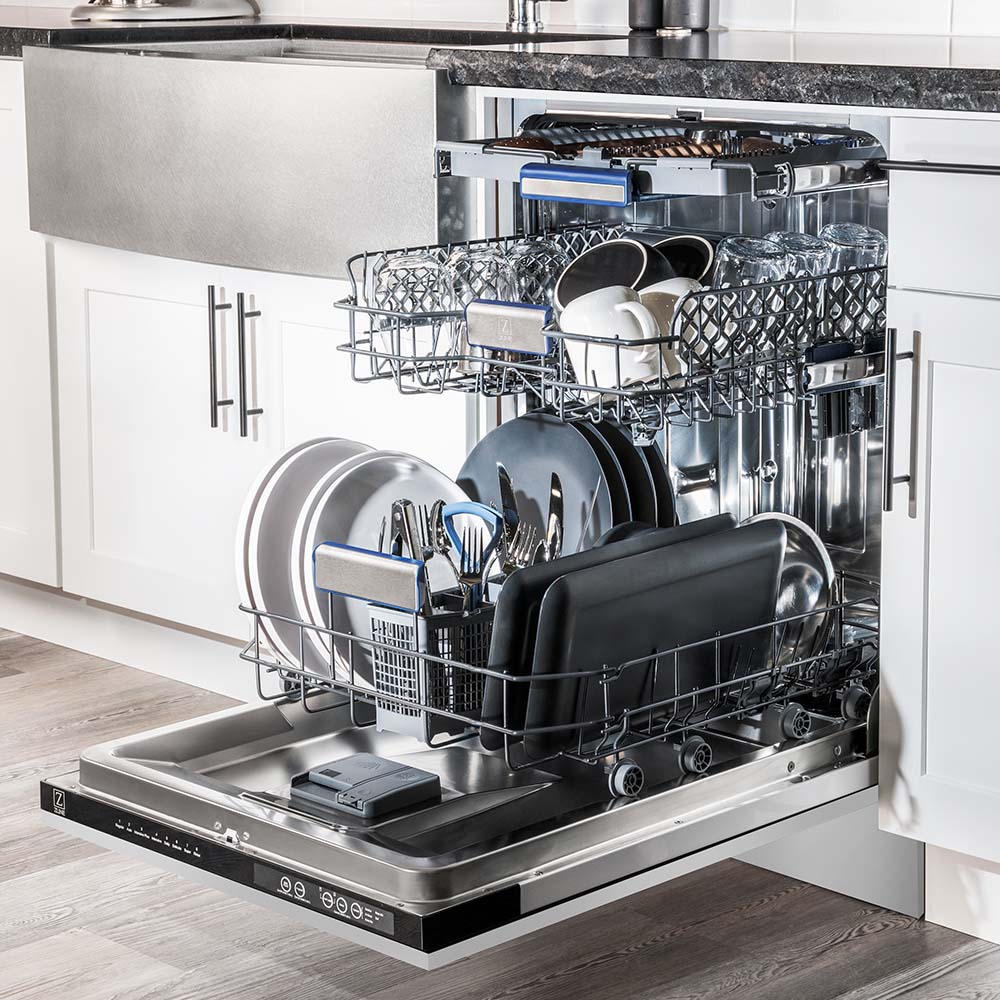 ZLINE 24 in. Tallac Series 3rd Rack Dishwasher in Stainless Steel with Traditional Handle, 51dBa (DWV-304-24)