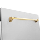 ZLINE Autograph Edition 24 in. 3rd Rack Top Control Tall Tub Dishwasher in Fingerprint Resistant Stainless Steel with Polished Gold Accent Handle, 51dBa (DWVZ-SN-24-G)