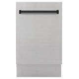 ZLINE Autograph Edition 18” Compact 3rd Rack Top Control Dishwasher in Stainless Steel with Matte Black Handle, 51dBa (DWVZ-304-18-MB)