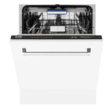 ZLINE 24" Tallac Series 3rd Rack Dishwasher with White Matte Panel and Traditional Handle, 51dBa (DWV-WM-24)