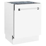 ZLINE 24" Tallac Series 3rd Rack Dishwasher with White Matte Panel and Traditional Handle, 51dBa (DWV-WM-24)