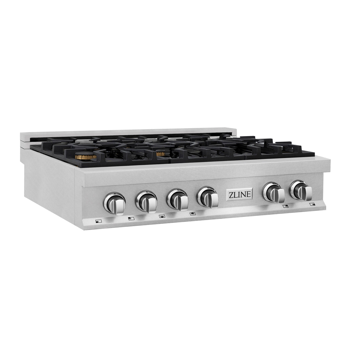 ZLINE 36 in. Porcelain Rangetop in DuraSnow® Stainless Steel with 6 Gas Brass Burners (RTS-BR-36)