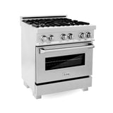 ZLINE 30 in. Kitchen Package with DuraSnow Stainless Dual Fuel Range, Ducted Vent Range Hood and Dishwasher (3KP-RASRH30-DW)