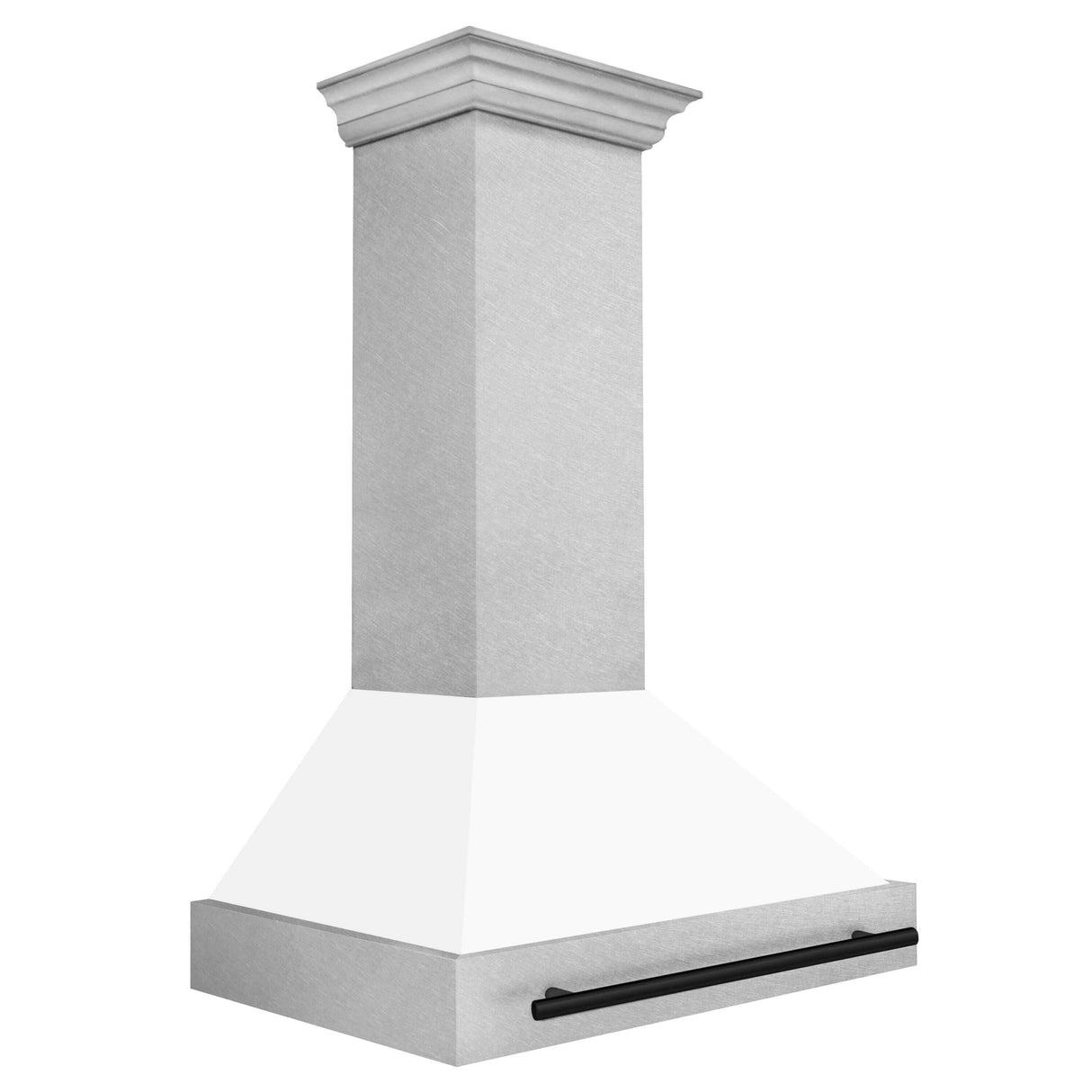 36 in. ZLINE Autograph Edition Fingerprint Resistant Stainless Steel Range Hood with White Matte Shell and Accented Handle (8654SNZ-WM36)