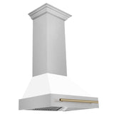 30 in. ZLINE Autograph Edition Fingerprint Resistant Stainless Steel Range Hood with White Matte Shell and Accented Handle (8654SNZ-WM30)