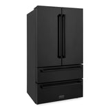 ZLINE Kitchen Package with Black Stainless Steel Refrigeration, 48 in. Dual Fuel Range, 48 in. Range Hood, Microwave Drawer, and 24 in. Tall Tub Dishwasher (5KPR-RABRH48-MWDWV)