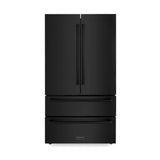 ZLINE Kitchen Package with Refrigeration, 36 in. Black Stainless Steel Gas Stovetop, 36 in. Convertible Vent Range Hood, 30 in. Double Wall Oven, and 24 in. Tall Tub Dishwasher (5KPR-RTBRH36-AWDDWV)
