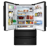 ZLINE Kitchen Package with Refrigeration, 36 in. Black Stainless Steel Gas Stovetop, 36 in. Convertible Vent Range Hood, 30 in. Double Wall Oven, and 24 in. Tall Tub Dishwasher (5KPR-RTBRH36-AWDDWV)