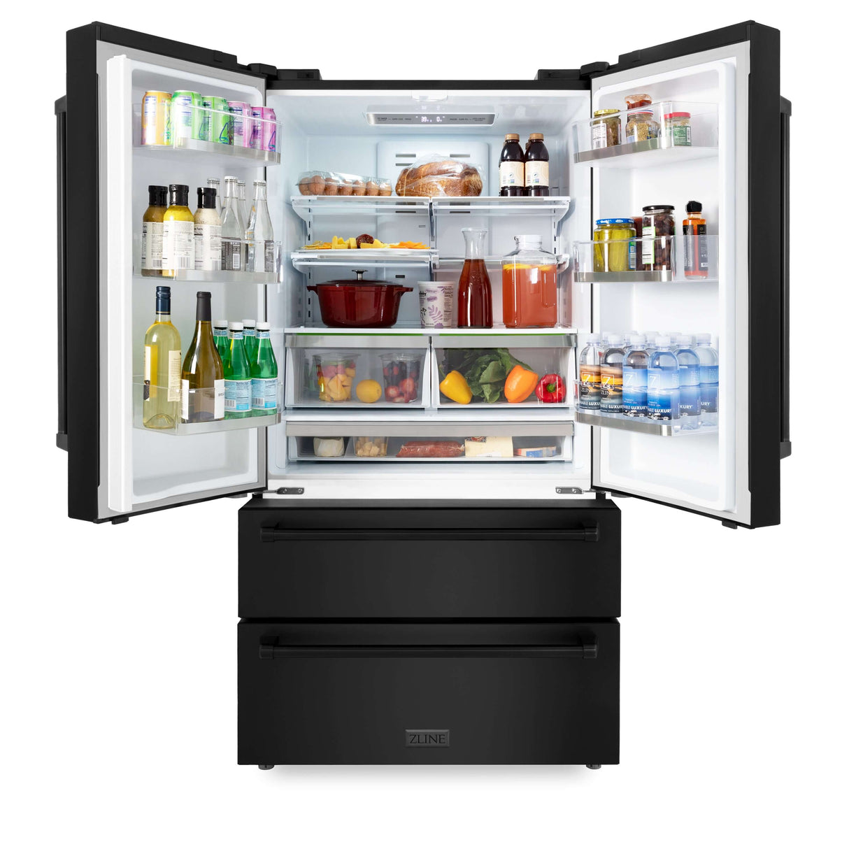 ZLINE 36 in. Freestanding French Door Refrigerator with Ice Maker in Black Stainless Steel (RFM-36-BS)