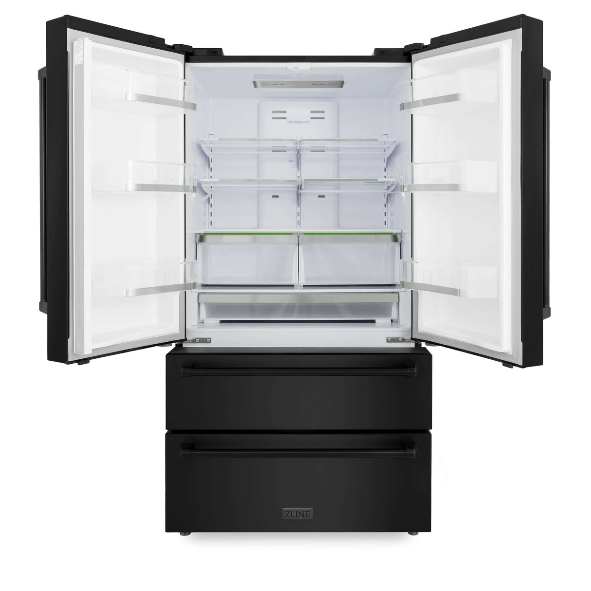 ZLINE 36 in. Freestanding French Door Refrigerator with Ice Maker in Black Stainless Steel (RFM-36-BS)