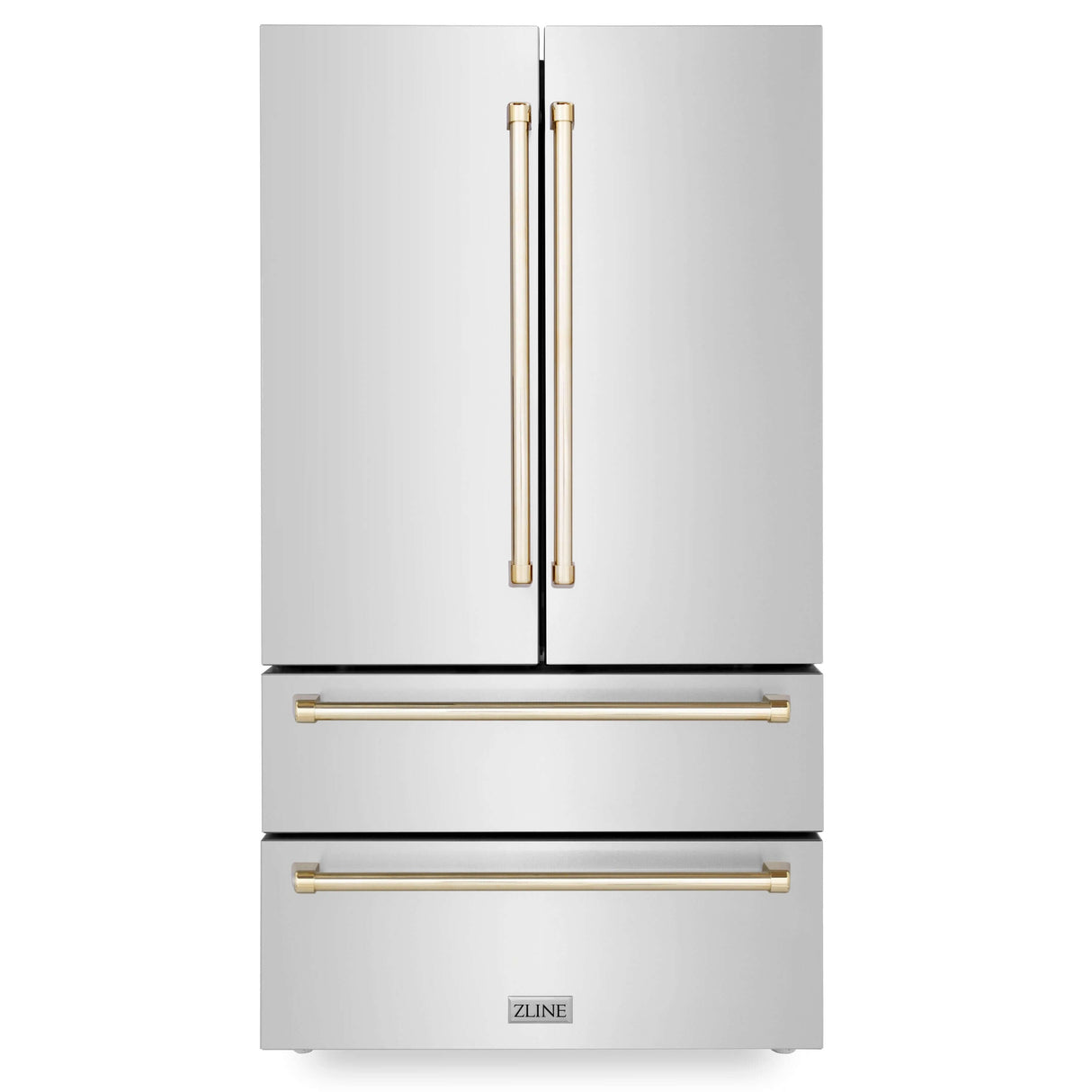 ZLINE 30 in. Autograph Edition Kitchen Package with Stainless Steel Dual Fuel Range, Range Hood, Dishwasher and French Door Refrigerator with Polished Gold Accents (4KAPR-RARHDWM30-G)
