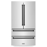 ZLINE 36 in. Autograph Edition 22.5 cu. ft Freestanding French Door Refrigerator with Ice Maker in Fingerprint Resistant Stainless Steel with Matte Black Accents (RFMZ-36-MB)