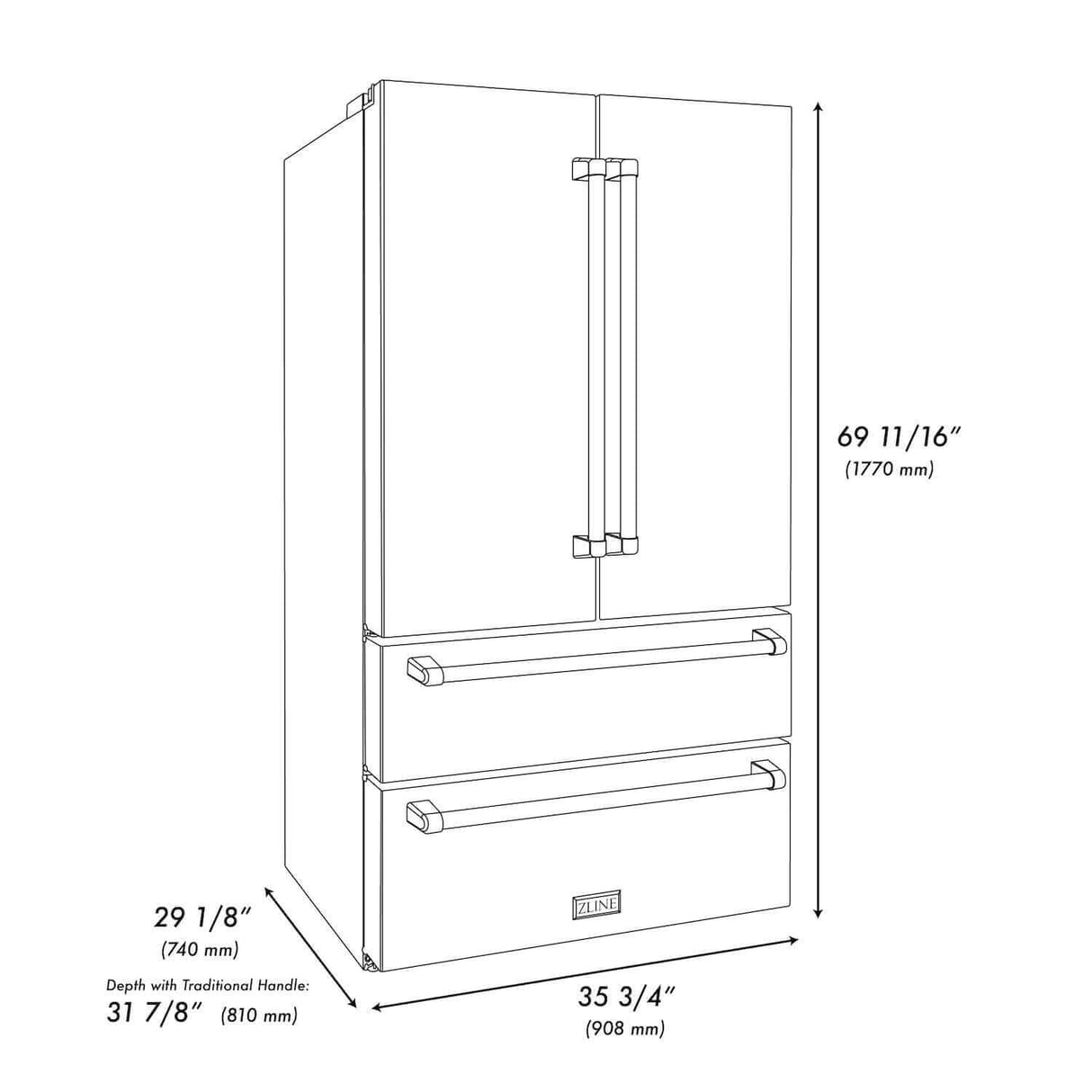 ZLINE Kitchen Package with Refrigeration, 30 in. Stainless Steel Gas Range, 30 in. Traditional Over The Range Microwave and 24 in. Tall Tub Dishwasher (4KPR-SGROTRH30-DWV)