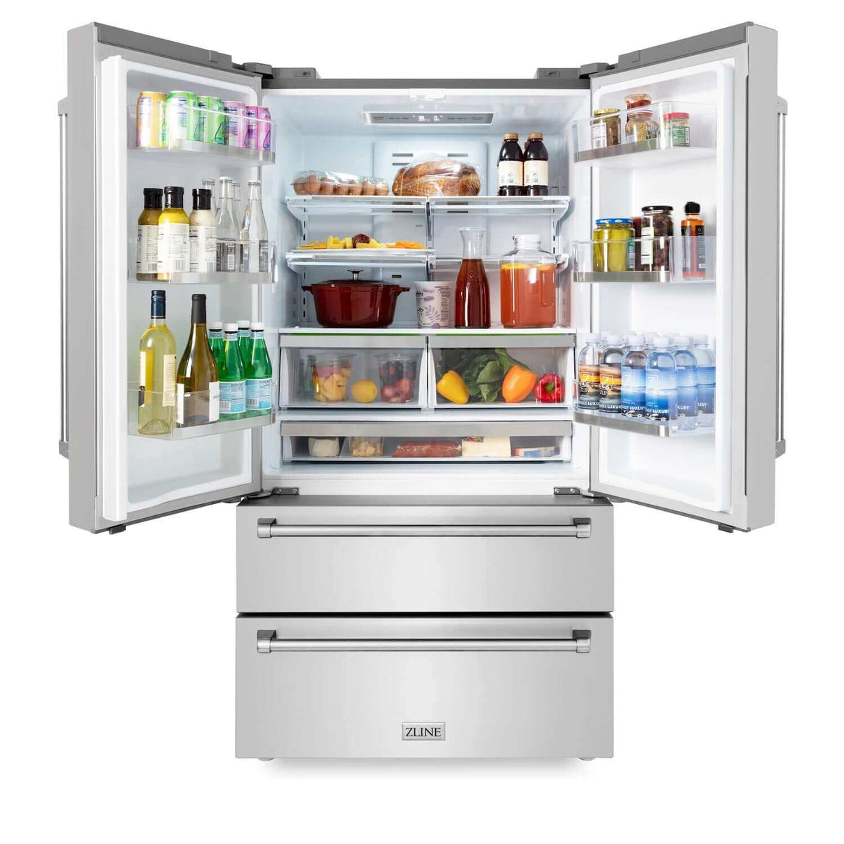 ZLINE Kitchen Package with Refrigeration, 30 in. Stainless Steel Gas Range, 30 in. Traditional Over The Range Microwave and 24 in. Tall Tub Dishwasher (4KPR-SGROTRH30-DWV)