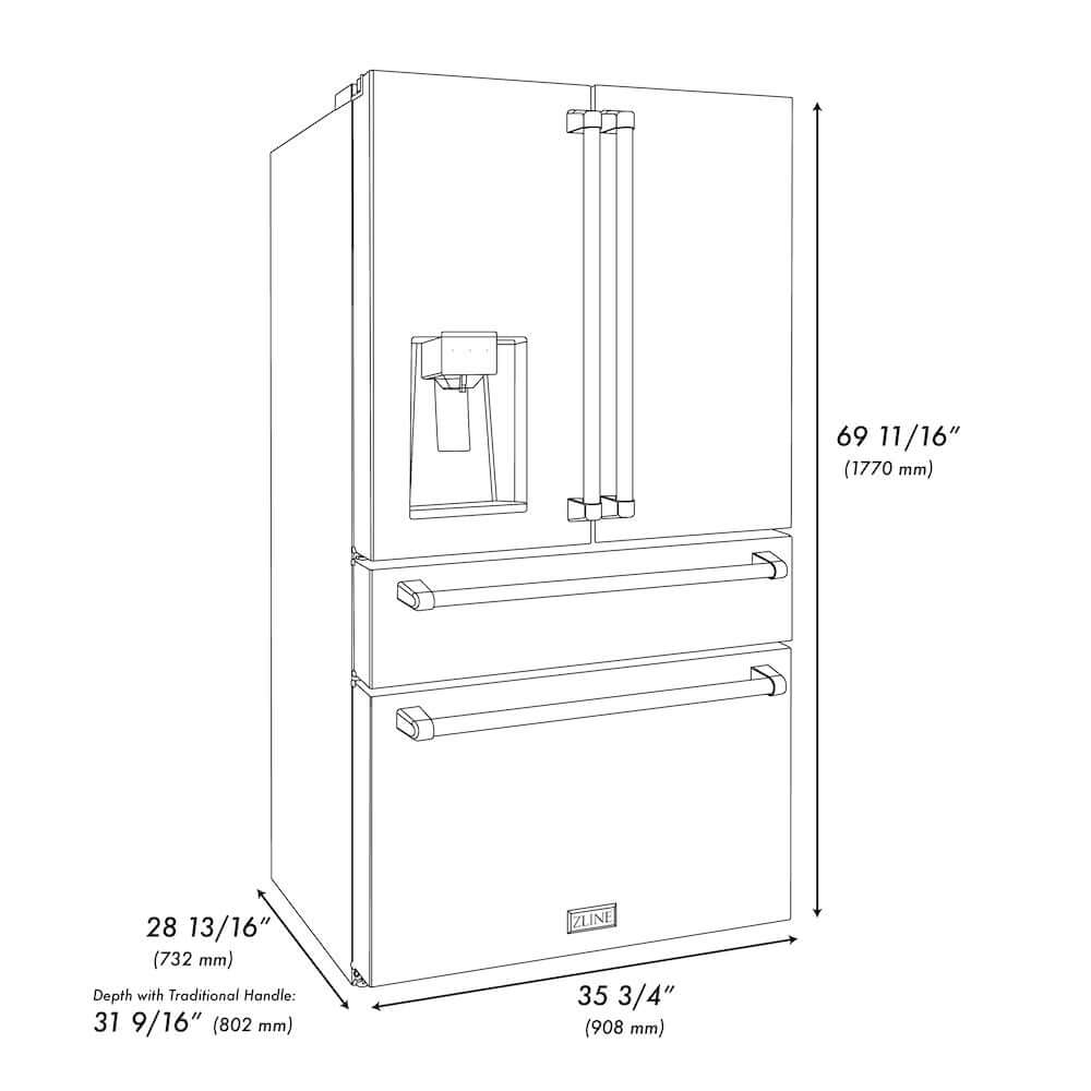 ZLINE Kitchen Package with Water and Ice Dispenser Refrigerator, 30 in. Gas Range, 30 in. Range Hood, Microwave Drawer, and 24 in. Tall Tub Dishwasher (5KPRW-SGRRH30-MWDWV)