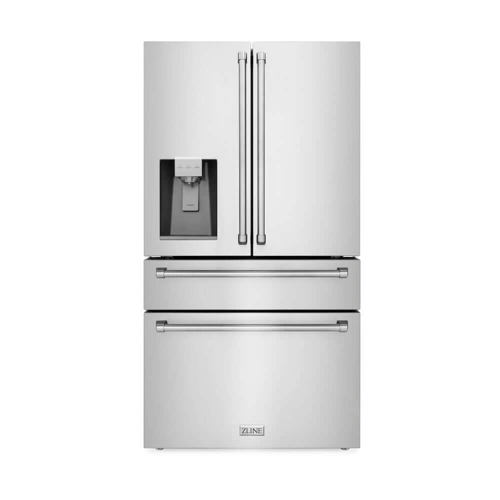 ZLINE Kitchen Package with Water and Ice Dispenser Refrigerator, 30 in. Gas Range, 30 in. Range Hood, Microwave Drawer, and 24 in. Tall Tub Dishwasher (5KPRW-SGRRH30-MWDWV)