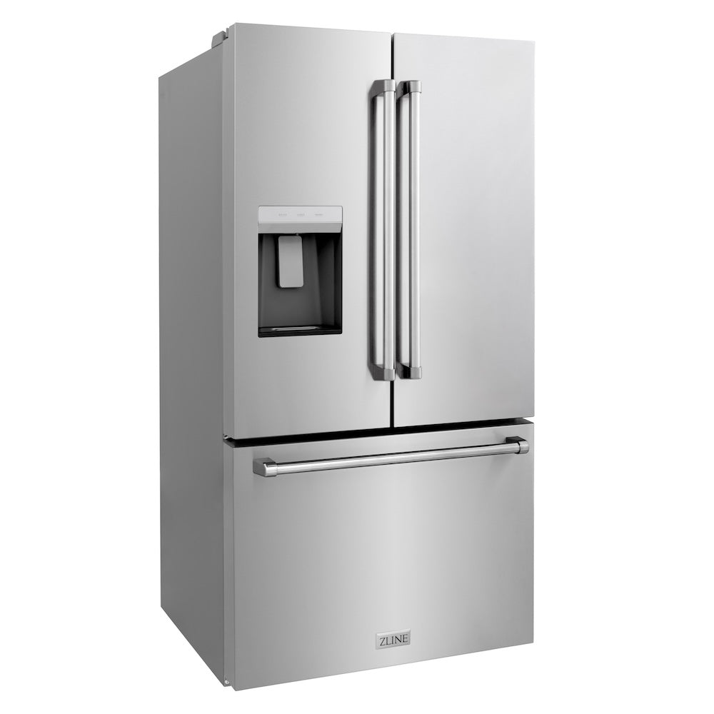 ZLINE 36 in. 28.9 cu. ft. Standard-Depth French Door External Water Dispenser Refrigerator with Dual Ice Maker in Fingerprint Resistant Stainless Steel (RSM-W-36)