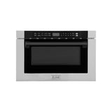 ZLINE Autograph Edition 24 in. 1.2 cu. ft. Built-in Microwave Drawer with a Traditional Handle in Stainless Steel and Matte Black Accents (MWDZ-1-H-MB)