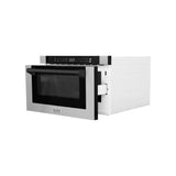 ZLINE Autograph Edition 24 in. 1.2 cu. ft. Built-in Microwave Drawer with a Traditional Handle in Stainless Steel and Matte Black Accents (MWDZ-1-H-MB)