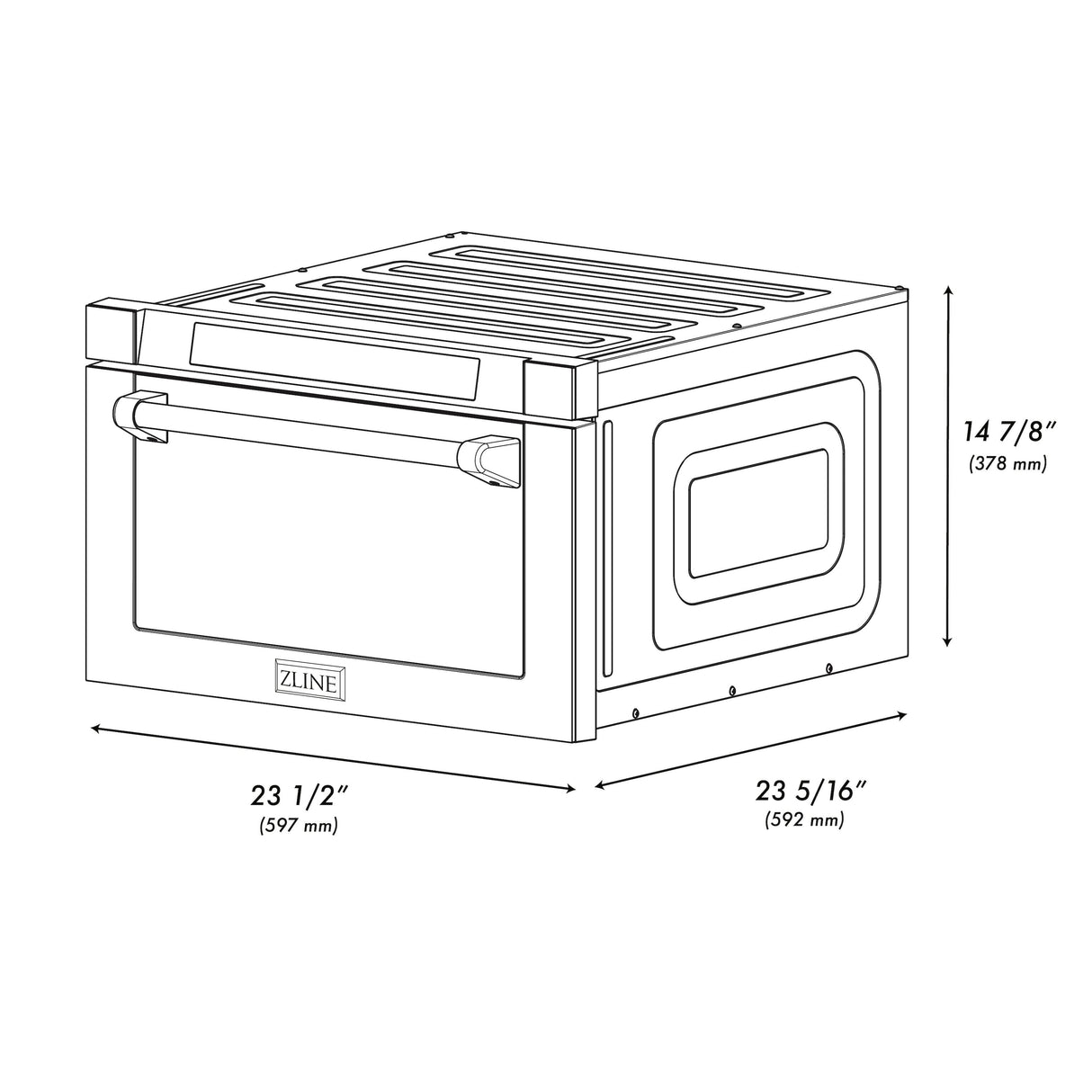 ZLINE Autograph Edition 24 in. Microwave in Fingerprint Resistant Stainless Steel with Traditional Handles and Champagne Bronze Accents (MWDZ-1-SS-H-CB)