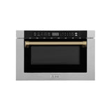 ZLINE Autograph Edition 24 in. Microwave in Fingerprint Resistant Stainless Steel with Traditional Handles and Champagne Bronze Accents (MWDZ-1-SS-H-CB)