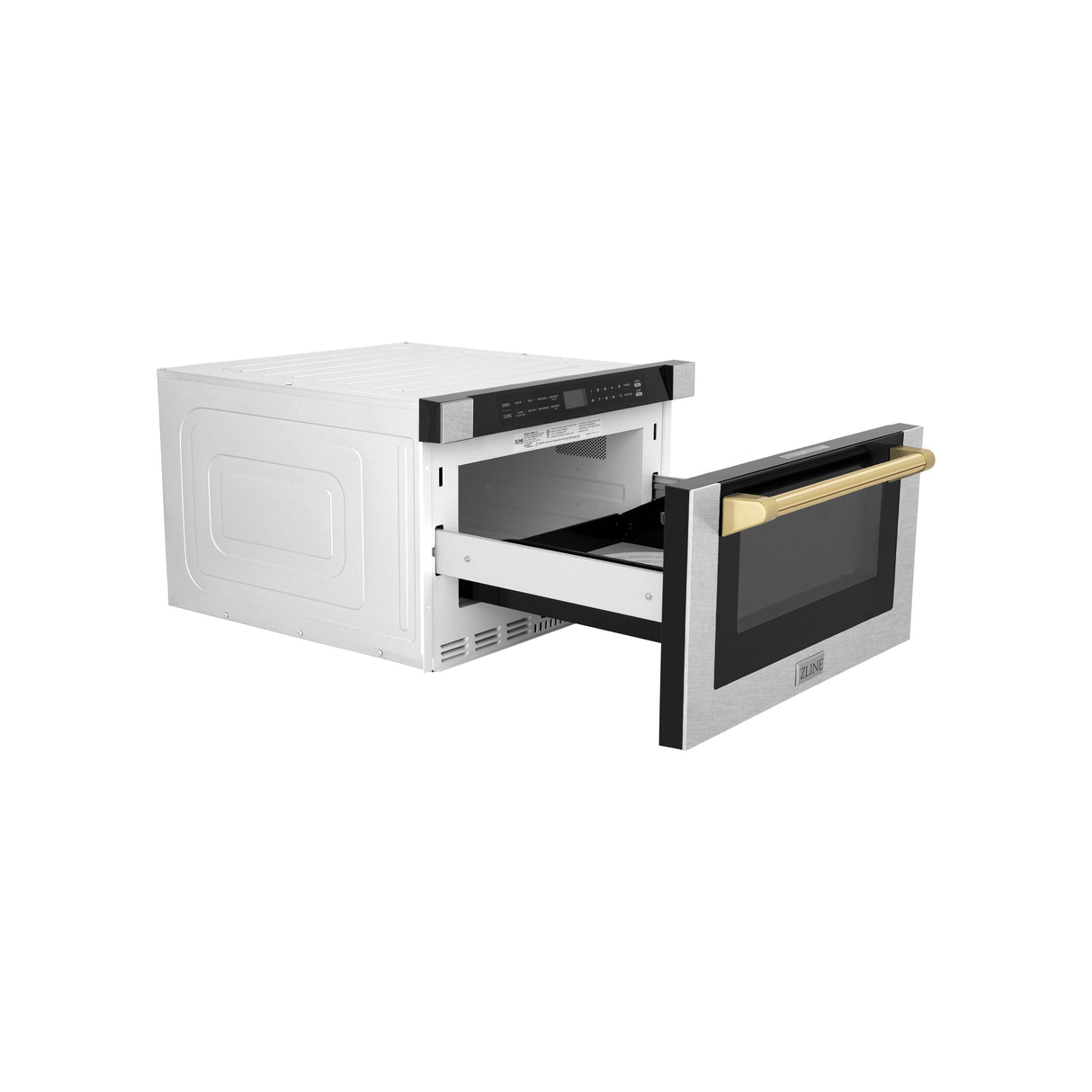 ZLINE Autograph Edition 24 in. Microwave in Fingerprint Resistant Stainless Steel with Traditional Handles and Polished Gold Accents (MWDZ-1-SS-H-G)