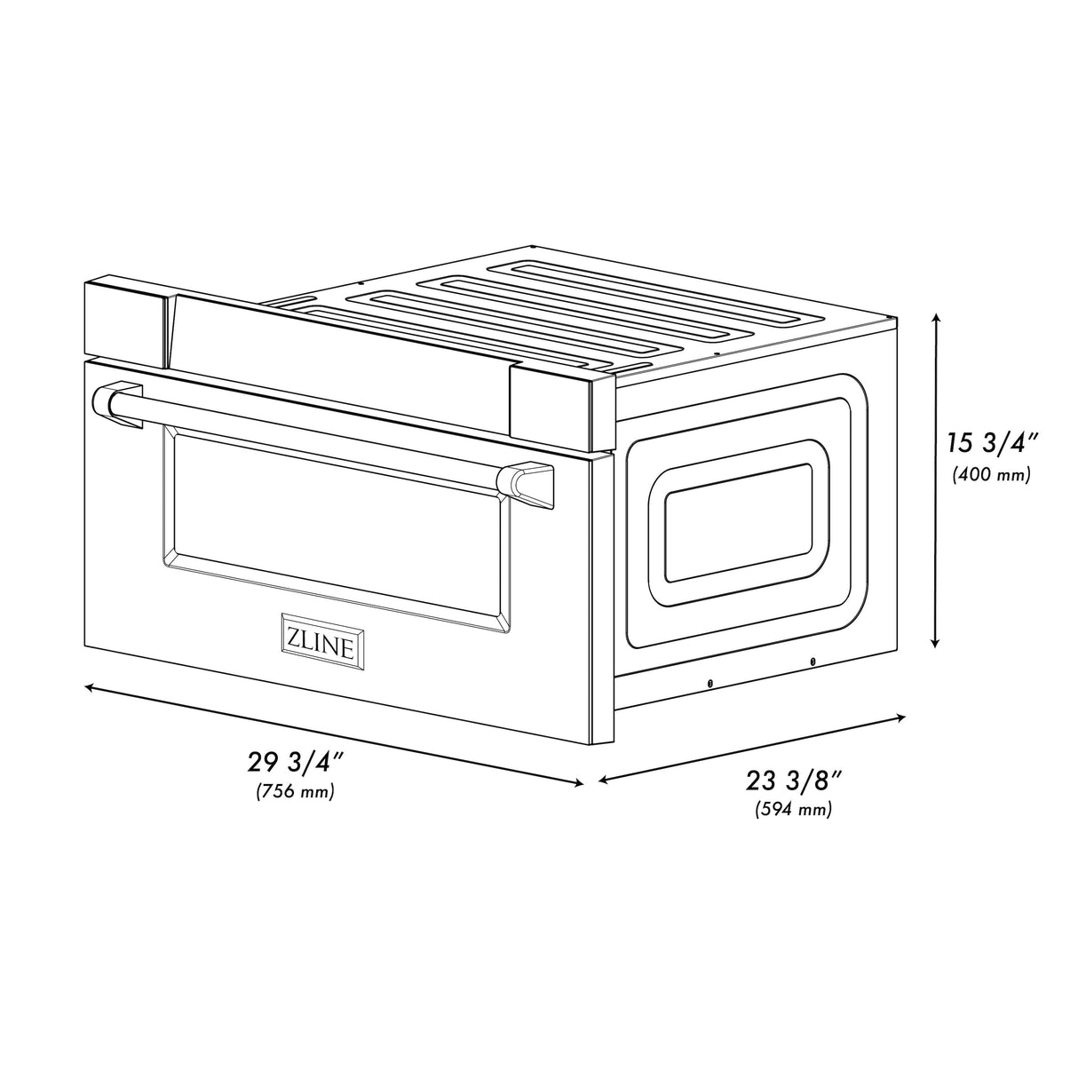 ZLINE Autograph Edition 30 in. 1.2 cu. ft. Built-in Microwave Drawer in Black Stainless Steel with Polished Gold Accents (MWDZ-30-BS-G)