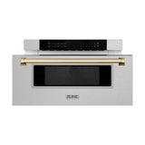 ZLINE Autograph Edition 30 in. 1.2 cu. ft. Built-In Microwave Drawer in Fingerprint Resistant Stainless Steel with Polished Gold Accents (MWDZ-30-SS-G)