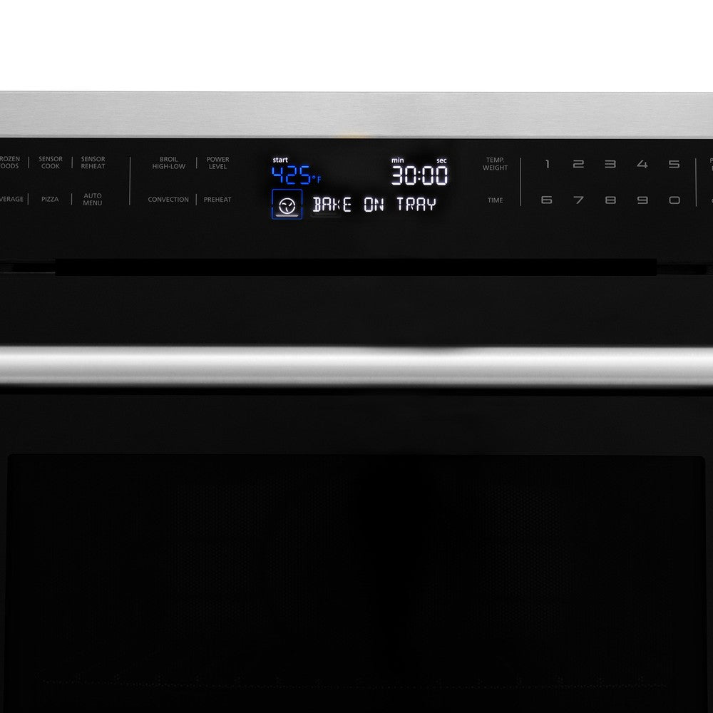 ZLINE Stainless Steel 24 in. Built-in Convection Microwave Oven and 30 in. Single Wall Oven with Self Clean (2KP-MW24-AWS30)