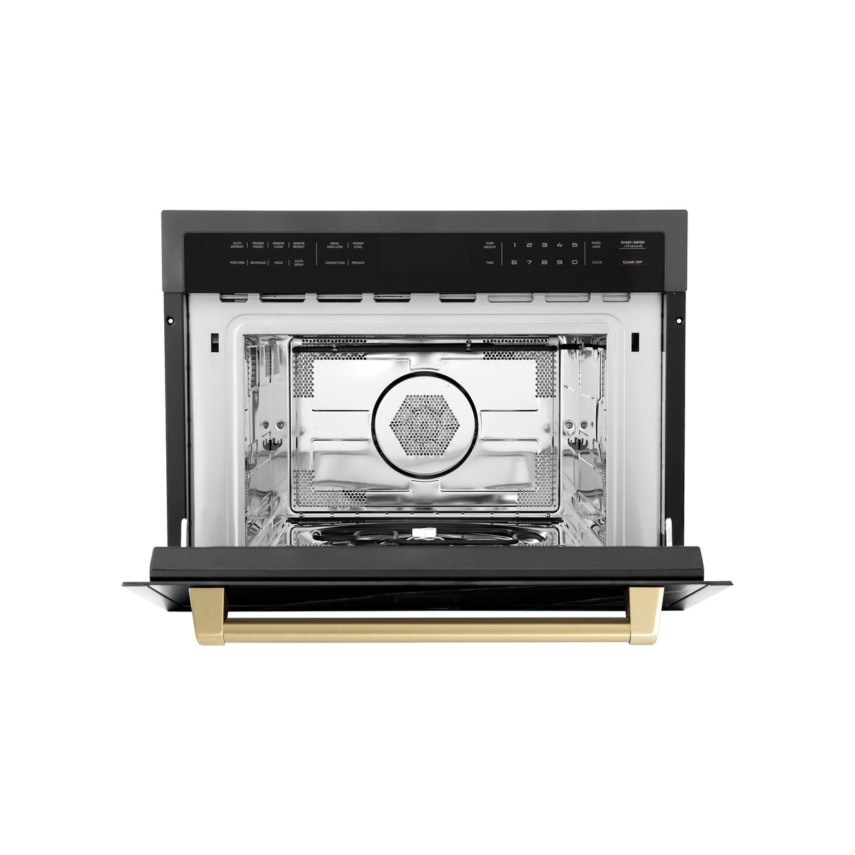 ZLINE Autograph Edition 24 in. 1.6 cu ft. Built-in Convection Microwave Oven in Black Stainless Steel with Champagne Bronze Accents (MWOZ-24-BS-CB)