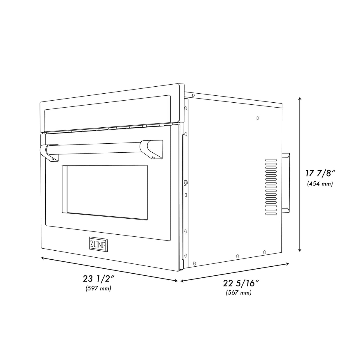 ZLINE Autograph Edition 24 in. 1.6 cu ft. Built-in Convection Microwave Oven in Stainless Steel with Champagne Bronze Accents (MWOZ-24-CB)