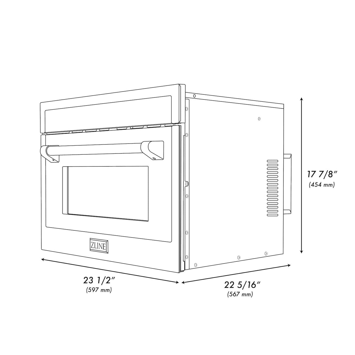 ZLINE Autograph Edition 24 in. 1.6 cu ft. Built-in Convection Microwave Oven in Fingerprint Resistant Stainless Steel with Polished Gold Accents (MWOZ-24-SS-G)