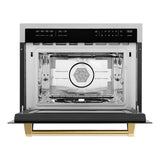 ZLINE Autograph Edition 24 in. 1.6 cu ft. Built-in Convection Microwave Oven in Fingerprint Resistant Stainless Steel with Polished Gold Accents (MWOZ-24-SS-G)