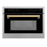 ZLINE Autograph Edition 24 in. 1.6 cu ft. Built-in Convection Microwave Oven in Fingerprint Resistant Stainless Steel with Polished Gold Accents (MWOZ-24-SS-G)