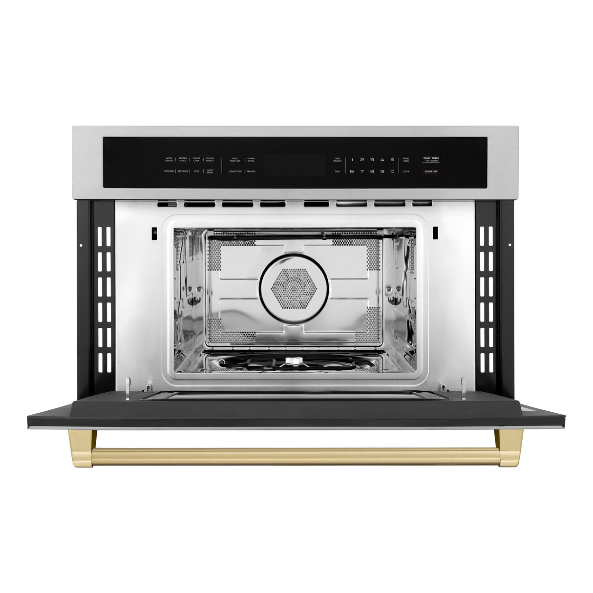 ZLINE Autograph Edition 30 in. 1.6 cu ft. Built-in Convection Microwave Oven in Stainless Steel with Champagne Bronze Accents (MWOZ-30-CB)