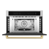 ZLINE Autograph Edition 30 in. 1.6 cu ft. Built-in Convection Microwave Oven in Stainless Steel with Champagne Bronze Accents (MWOZ-30-CB)