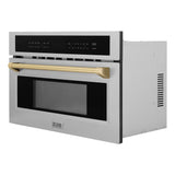 ZLINE Autograph Edition 30 in. 1.6 cu ft. Built-in Convection Microwave Oven in Stainless Steel with Champagne Bronze Accents (MWOZ-30-CB)