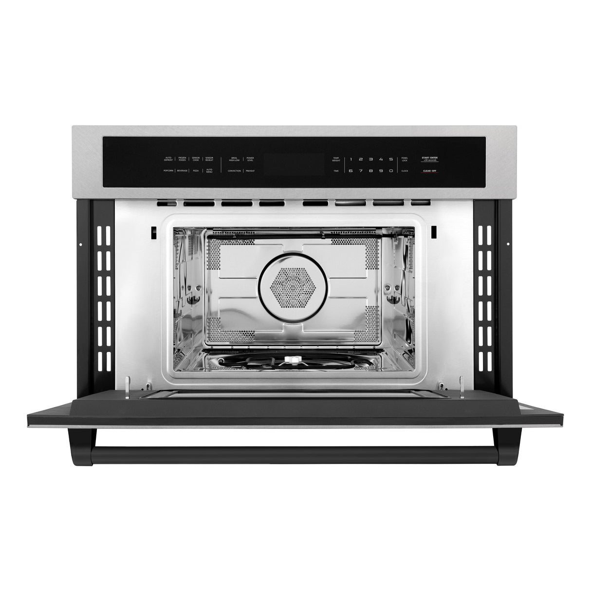 ZLINE Autograph Edition 30 in. 1.6 cu ft. Built-in Convection Microwave Oven in Fingerprint Resistant Stainless Steel with Matte Black Accents (MWOZ-30-SS-MB)