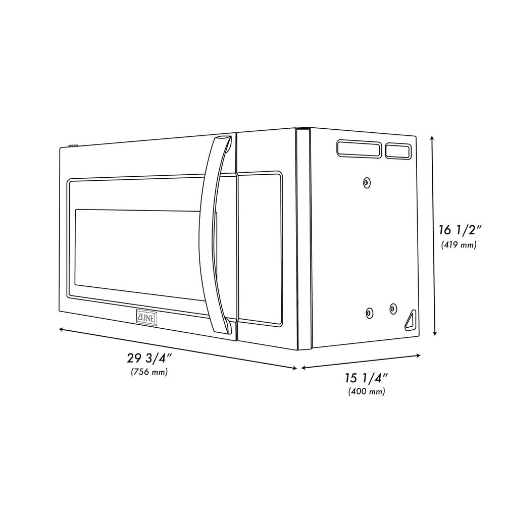 ZLINE Stainless Steel Over the Range Convection Microwave Oven with Modern Handle (MWO-OTR-30)