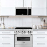 ZLINE 30 in. Kitchen Package Stainless Steel Gas Range and Over the Range Microwave with Modern Handle (2KP-SGROTR30)