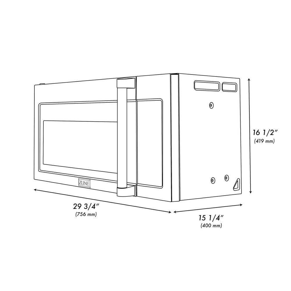 ZLINE 30 in. Stainless Steel Over the Range Convection Microwave Oven with Traditional Handle (MWO-OTR-H-30)