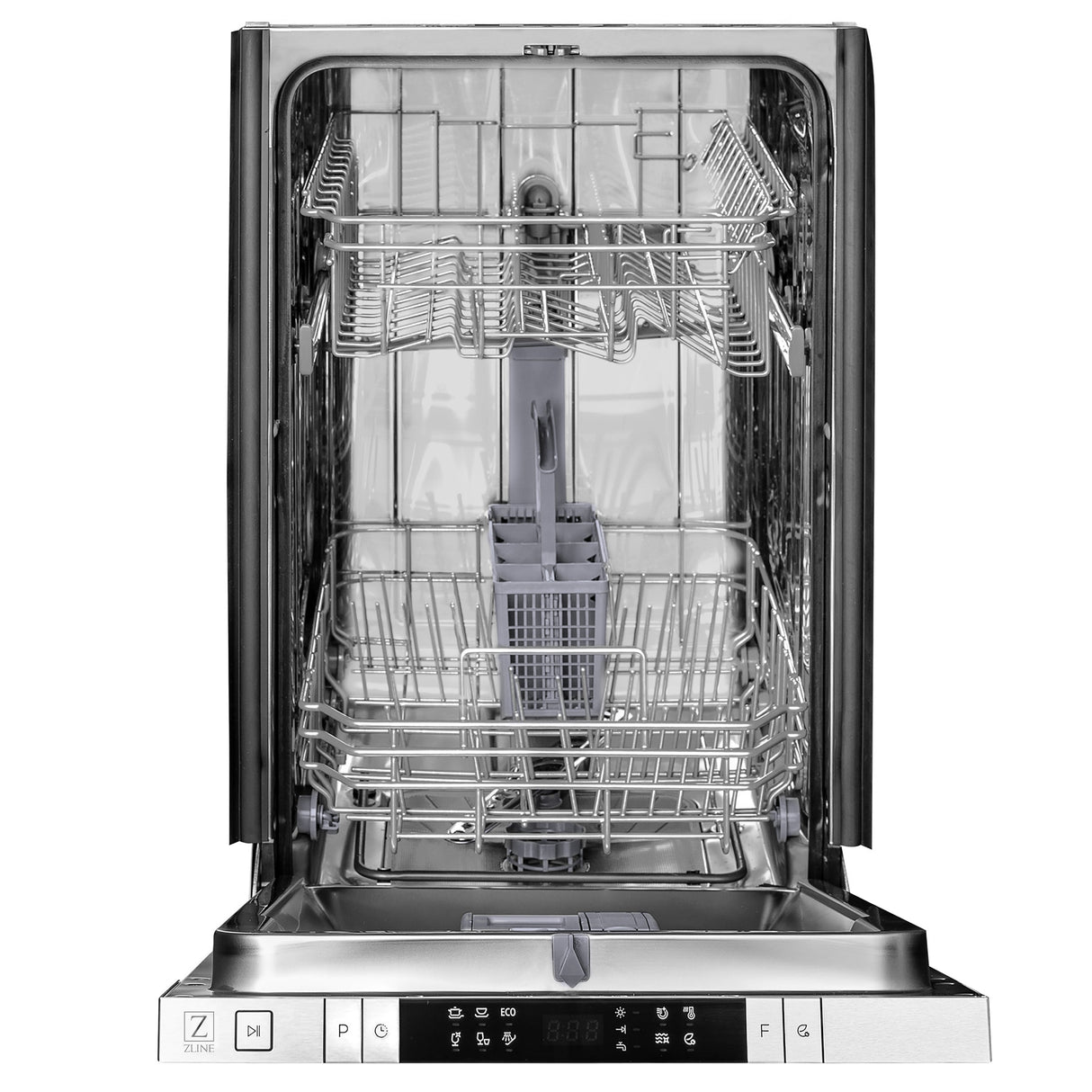 ZLINE 18 in. Compact Top Control Dishwasher with Black Stainless Steel Panel and Modern Style Handle, 52 dBa (DW-BS-H-18)