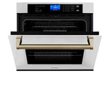 ZLINE 30 in. Autograph Edition Electric Single Wall Oven with Self Clean and True Convection in Stainless Steel and Champagne Bronze Accents (AWSZ-30-CB)