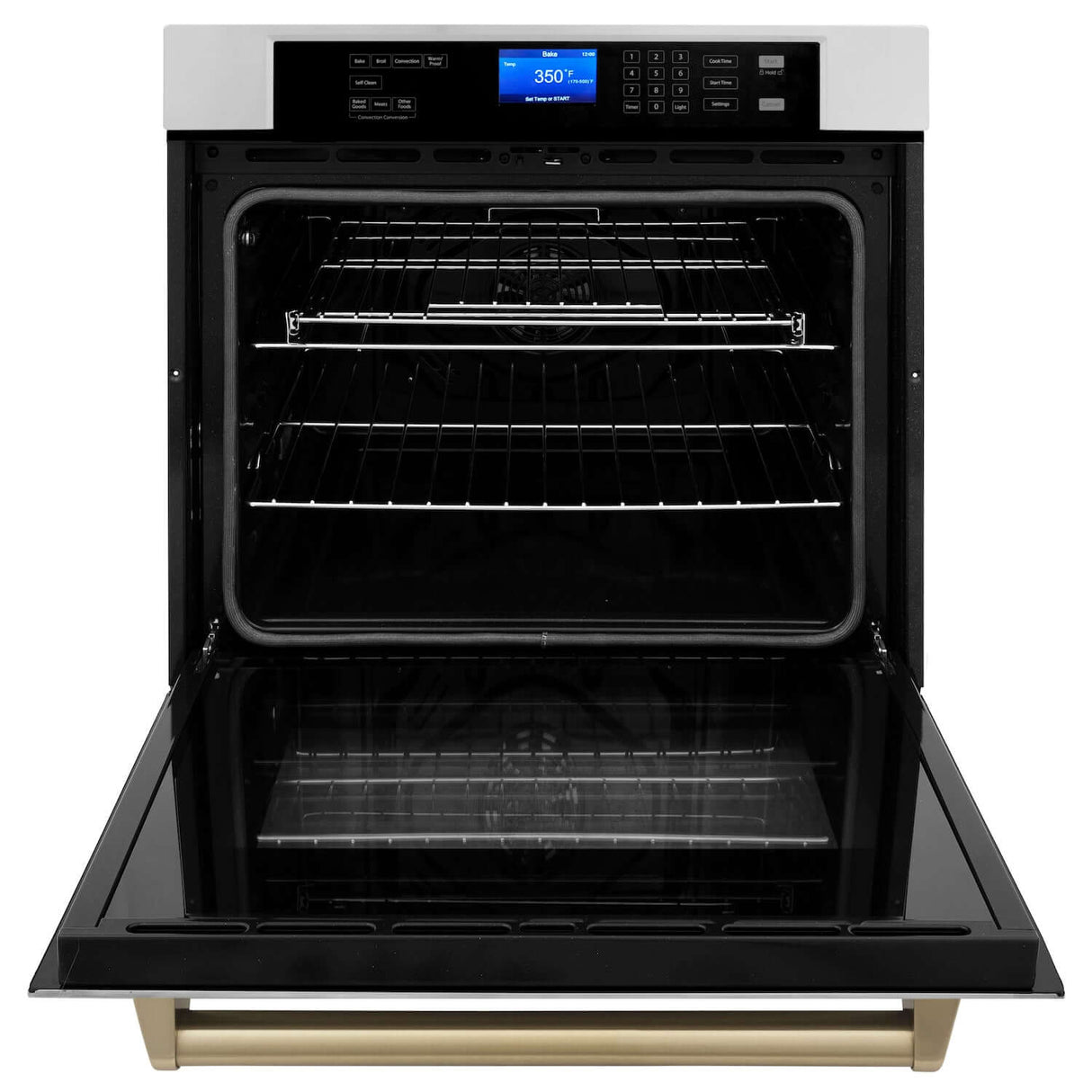 ZLINE 30 in. Autograph Edition Electric Single Wall Oven with Self Clean and True Convection in Stainless Steel and Champagne Bronze Accents (AWSZ-30-CB)